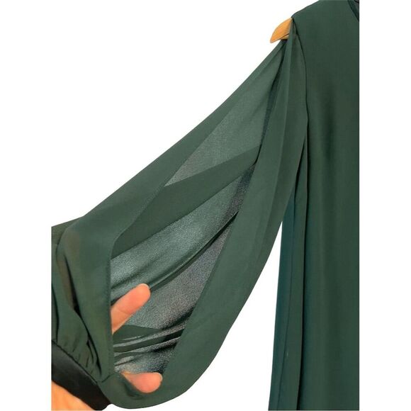 Vince Camuto Women's Green Chiffon Shift Dress Size 8 Knee Length - Picture 5 of 6